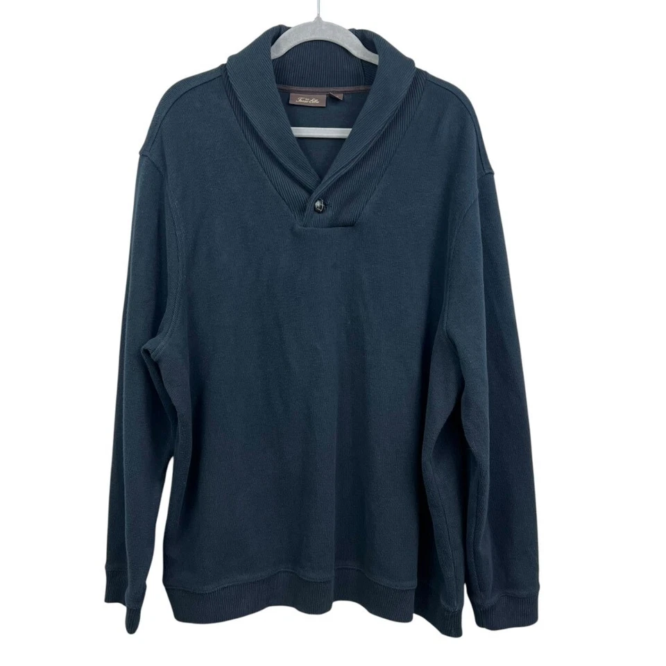 Suéter Suéter Mantón Cuello en V Acanalado Negro Talla 2XL Tasso Elba Para Hombres Foto 1 de 4