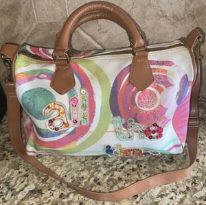 Desigual Damen Umhängetasche Tragetasche mit Blumenmuster Canvas bestickt - Bild 1 von 10