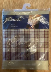 Hometrends Brown Plaid Cotton Oblong Tablecloth Size 52 In x 70 In. DWR - Picture 1 of 4