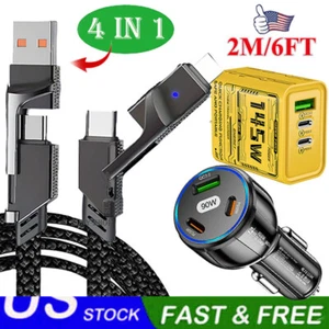 145W 3-Port USB C Fast Wall Charger Block ,4 in 1 Cable For All Cell Phone iPad - Picture 1 of 29