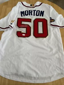 Charlie Morton Atlanta Braves Autographed 2021 World Series Jersey JSA Certified - Picture 1 of 7