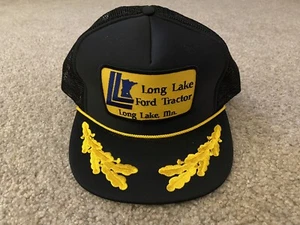 VTG Long Lake Ford Tractor Black Trucker Snapback Hat - Scrambled Eggs - MN - Picture 1 of 8