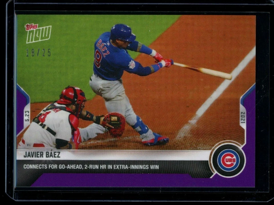 2021 Topps Now #266 Javier Baez Purple Parallel Card #d /25 - Image 1 of 2