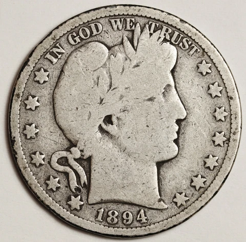 1894-s Barber Half.   VG.  153626 Cover