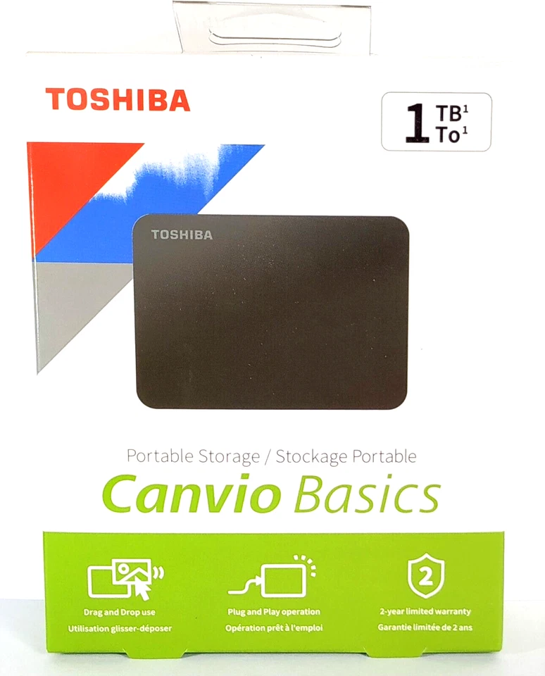 Toshiba 1 TB - USB 3.0 Festplatte 2,5 Zoll für Bilder PC Daten Sicherung BACKUP - Bild 1 von 1