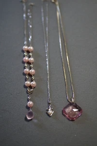 Cultured Pearl/Swarovski Crystal Pendant Necklaces Lot /3 Sterling Silver NWOT - Picture 1 of 8