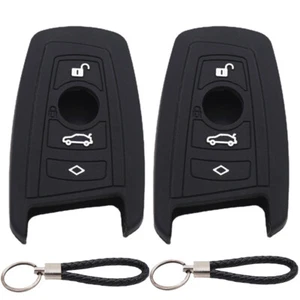 2Pcs 4 Buttons Silicone Key Fob Cover Keychain for BMW 1 3 4 5 6 Series M5 X3 - Picture 1 of 5