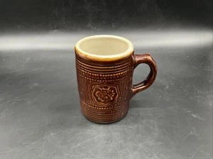 VTG McCoy Brown Glaze Beer Mug Tankard Grapes Pattern - Picture 1 of 9