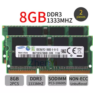 Samsung 16GB Kit 2x 8GB DDR3 1333MHz PC3-10600S 204Pin SODIMM Laptop Memory RAM - Picture 1 of 9