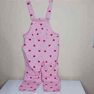 Shein Overalls Womens Size 12 (0XL) Pink with Red Hearts Denim Valentine's Day 