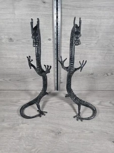 par de grandes dragones chinos de bronce largos de 16"" zodiaco de pie fengshui antiguos - Imagen 1 de 10