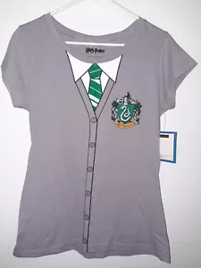 Jrs XL Harry Potter Slytherin Graphic T-Shirt Uniform With Cape Costume Tee NWT - Picture 1 of 7