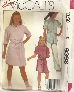 MCCALLS 9398 GIRLS 7 DRESSES, TUNIC, TIE BELT, PANTS SEWING PATTERN ©1985 - Picture 1 of 2