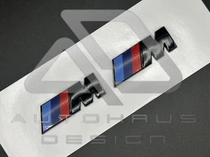 BMW M Sport Gloss Black OEM+ Side Wing Badge Emblem 45x15mm 2x Pair UK Seller - Picture 1 of 1