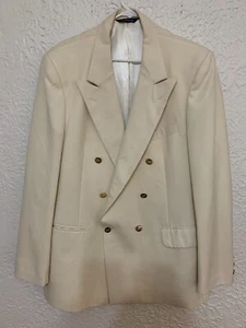 Vintage Burberrys’ Cream Double Breasted Wool Blazer 42-44 Long - Picture 1 of 6