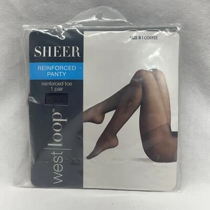 West Loop transparente verstärkte Strumpfhose Größe B kaffeeverstärkte Spitze Made in USA - Bild 1 von 3