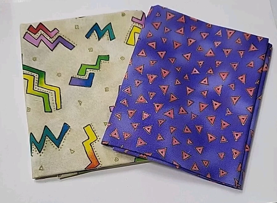 New~Lot of (2) Laurel Burch 100% Cotton FQ~Multi Color Zig Zags & Triangles - Image 1 of 3
