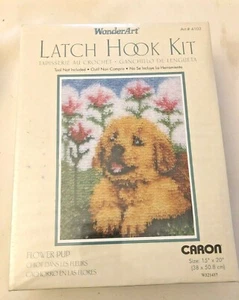 Wonderart Caron Latch Hook Kit Flower Pup 15” X 20” New Sealed Box Made In USA - Picture 1 of 1