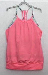 Ivivva Double Dutch Tank Girls 12 Pink Mint Blue Green Racer Back Shelf Bra - Picture 1 of 7
