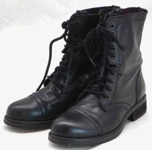 Stivali da combattimento Steve Madden Troopa 2.0 in pelle nera taglia 8 stringati molto belli - Foto 1 di 9