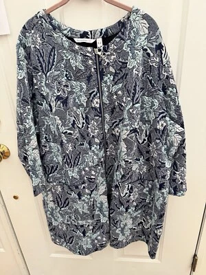 Chaqueta Isaac Mizrahi Live Azul Marino y Blanco con Cremallera Talla 3X.  O-11 Foto 1 de 3