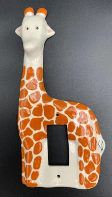 Luz de pared de cerámica para jirafa alta placa de interruptor único safari animales de guardería Foto 1 de 2