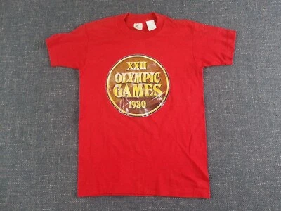 Camiseta Roja Vintage Retro SEARS 1980 XXII Juegos Olímpicos Hierro Brillo Foto 1 de 4