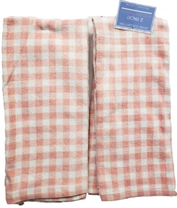 2 Stück Küche Baumwolle Frottee Handtücher Set (15" x 28") ROSA & WEISS BÜFFEL KARIERT, TBO - Bild 1 von 9