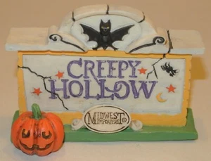 Gruseliges hohles Dorfschild Skelett Kopf Knochen Fledermaus Spinne Abt 56 Lemax auch - Bild 1 von 2