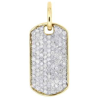 Colgante medallón con etiqueta de perro helada de diamantes genuinos de oro amarillo de 10 quilates de 2 quilates para hombre Foto 1 de 4