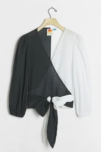 Anthropologie X Farm Rio Colorblocked Wickelbluse Größe Medium - Bild 1 von 5