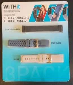 With it bands for Fitbit charge 3 & 4 Set Of 3 - Picture 1 of 8