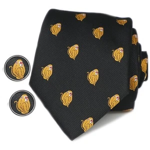 Monkey Tie Matching Cufflinks Set Animal Gold Color Monkey Necktie Cufflink Gift - Picture 1 of 4