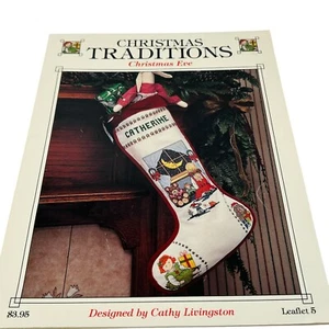Medias de Nochebuena vintage punto de cruz patrón Cathy Livingston 1989 - Imagen 1 de 5
