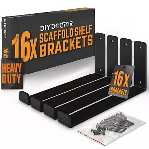 Shelf Brackets Wall Board Shelving Heavy Duty Black Scaffold Floating Shelves UK - Picture 1 of 41