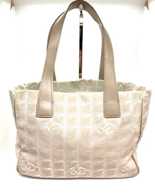 used CHANEL New Travel Line Tote Bag beige Hand Bag Jacquard women Uinisex 28076 - Image 1 of 4