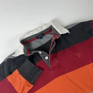Gant Men’s SZ L Y2K Color Block Striped Rugby Long Sleeve Shirt Button Baggy - Picture 1 of 7