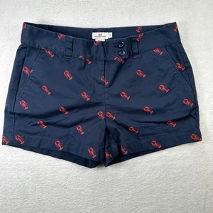 Vineyard Vines Lobster Print Chino Shorts Women’s Size 4 Blue Red Preppy Style - Picture 1 of 10