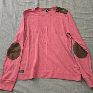 Lauren Ralph Lauren Faux Suede Long Sleeve Size Large Elbow Patchs Shoulder Zip - Picture 1 of 7
