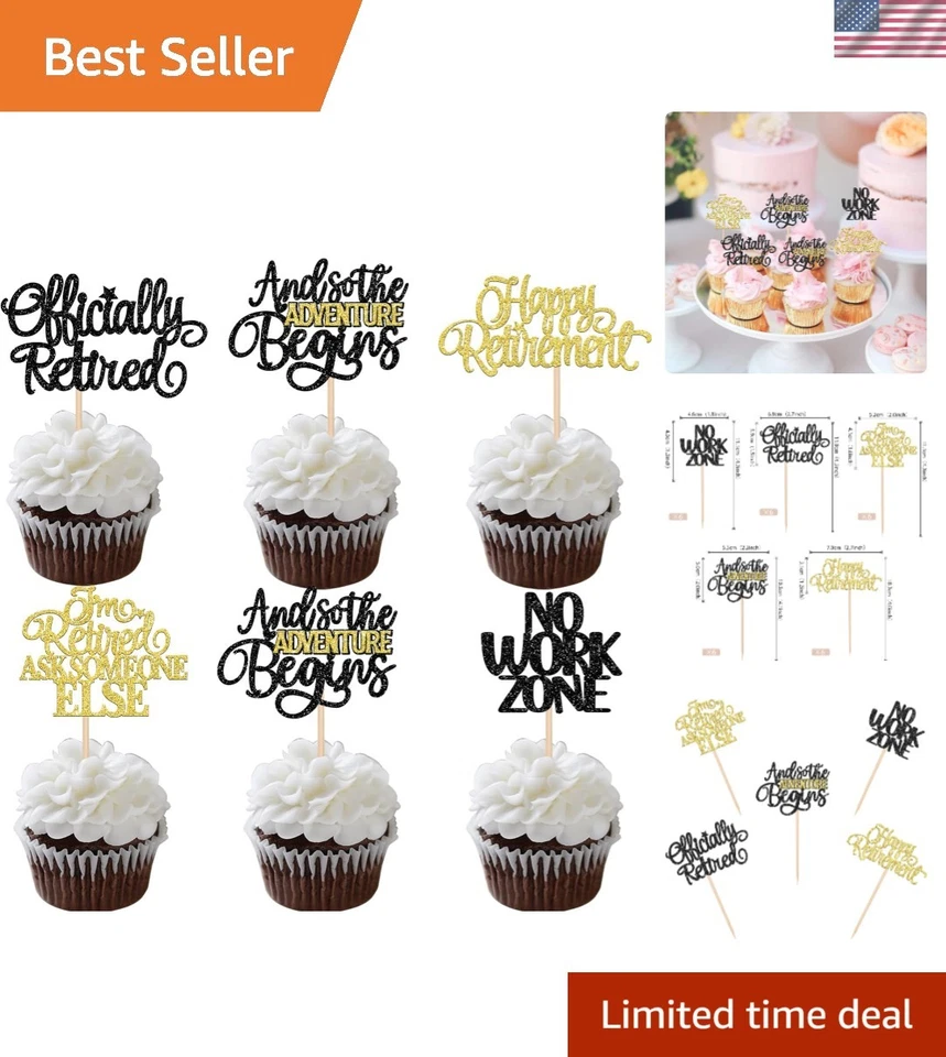 30 adornos para cupcakes brillantes de alta calidad para celebraciones de jubilación y despedida Foto 1 de 4