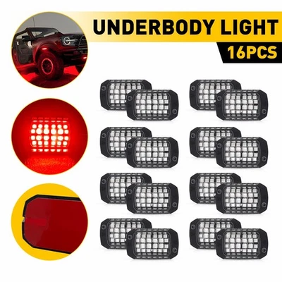 16x Lámpara LED Roja Luz Inferior Barras de Roca Universal para Chasis Luz Ambiental Foto 1 de 4
