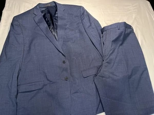 Tuta Calvin Klein uomo 48L blu lana 2 pezzi blazer pantaloni finestra vestibilità classica - Foto 1 di 11
