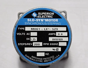 SUPERIOR ELECTRIC STEPPER MOTOR TYPE M061-LE-529. 1.25DC. 3.8AMPS. ST/REV 200RPM - Picture 1 of 17