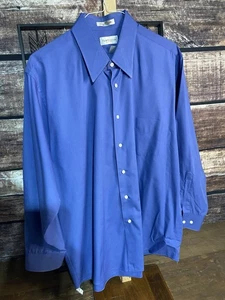 VAN HEUSEN Men's Blue Long Sleeve Poplin Dress Shirt Size XL 17.5 32/33 - Picture 1 of 3