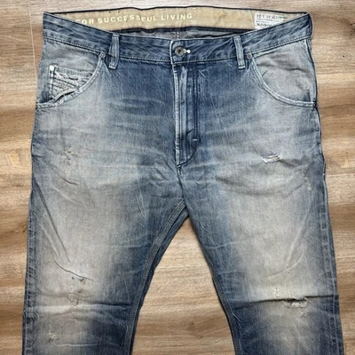 Jeans Diesel Masculino 36x34 Azul Krooley Slim Cenoura Derrubada Itália 0801N Bainha 30" - Imagem 1 de 4