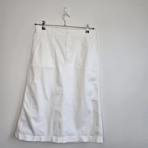 Uniqlo Skirt Womens XL W32-33 White Denim Long Skirt Pockets Midi Length - Picture 1 of 7