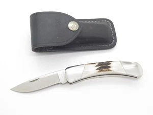 Vintage 1993 Buck 500 Duke Stag Folding Lockback Pocket Knife & Sheath - Picture 1 of 8