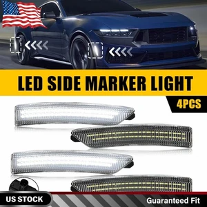 4X Clear Lens White LED Side Marker Light Assembly For 2024-2025 Ford Mustang - Picture 1 of 13