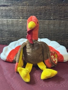VTG 1996 Gobbles TY Beanie Baby Plush Thanksgiving Turkey - Picture 1 of 2