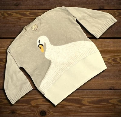 Suéter Wildfox Etiqueta Blanca Cisne Mujer S Beige Raro Gráfico Tejido Pullover Acogedor Foto 1 de 4